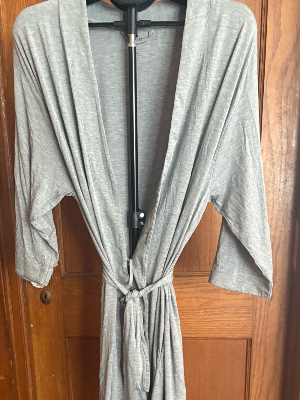 Cozy Earth Bamboo Stretch-Knit Kimono Robe — Grey — Size XL — NWT